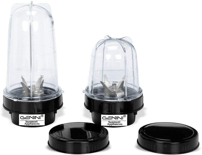 Gemini Bullet Jar for Mixer Grinder Set of 2 (530 ML,350 ML) ABS Transparent Jar S101 Mixer Juicer Jar(880 ml)