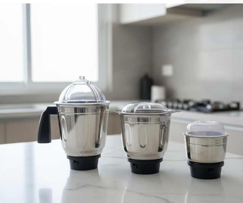 ShubhraStyles 3-Piece Stainless Steel Mixer Grinder Jar Set with Lids Mixer Juicer Jar(500 ml)