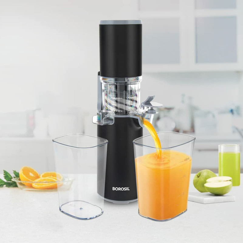 BOROSIL easy 200 W Juicer(Easy Juice Cold Press Slow Juicer, Portable Slow Juicer, | 2 Jars | Black)