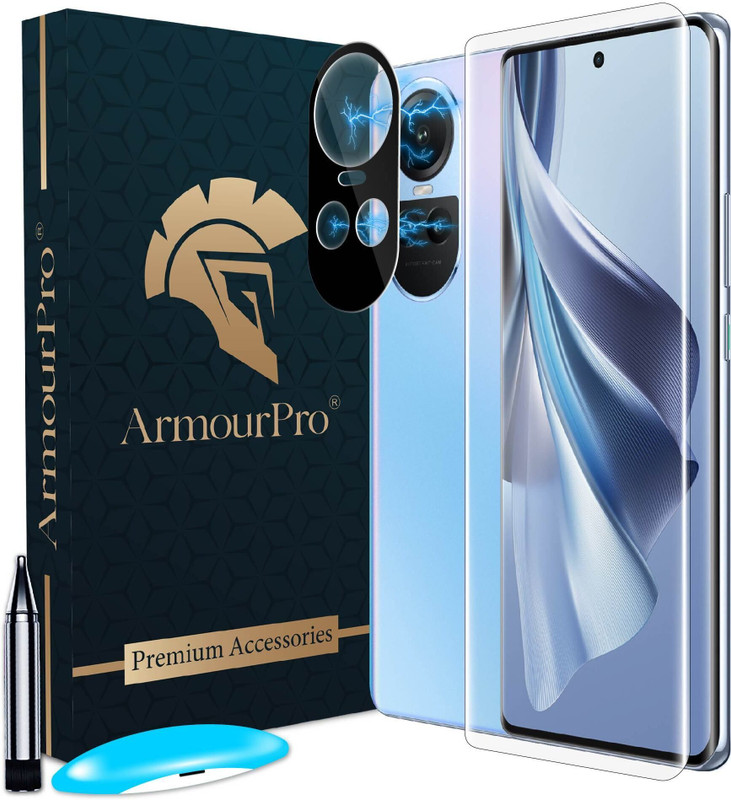 ArmourPro Camera Lens Protector Accessory Combo for Oppo Reno 10 5G, UV Glue Tempered Glass with Cable Protector(Black)
