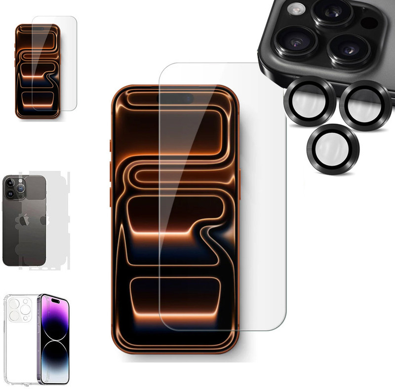 Obstinate Cover Accessory Combo for APPLE IPHONE 17 PRO MAX BACK COVER|CD RING|BORDERLESS TEMPERED|BACK MEMBRANE(TRANSPARENT)