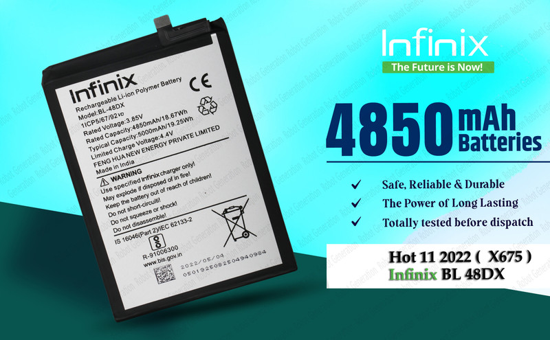 Infinix Mobile Battery For BL 48DX Infinix Hot 11 2022 ( X675 ) -5000 mAh