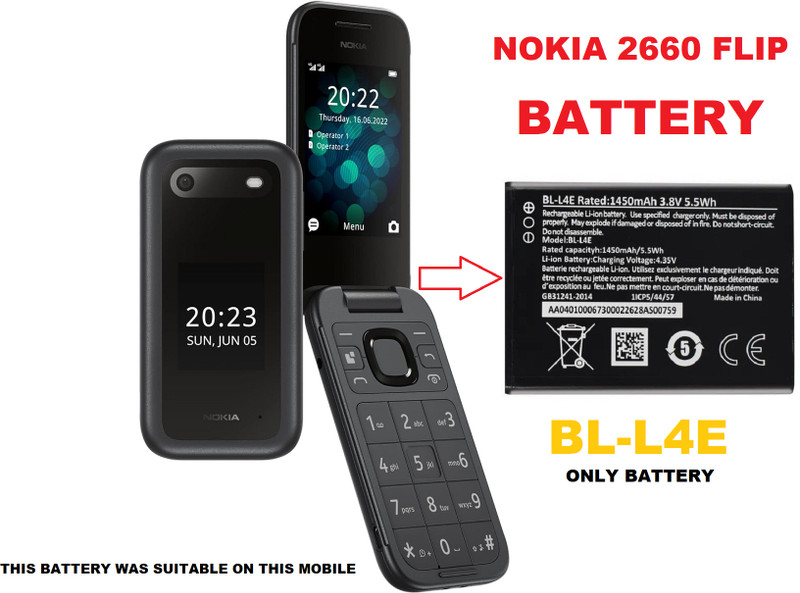 BKN Mobile Battery For NOKIA ORIGNAL NOKIA 2660 FLIP MOBILE BATTERY (BL-L4E) BLL4E 1450 MAH