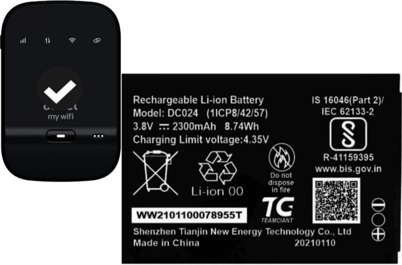 Wokia-Electronics Company Mobile Battery For  Airtel H12348 / DC024 / WD670 Compatible 4G Hotspot Xstream DigitalTV AMF-311WW 2300mAh