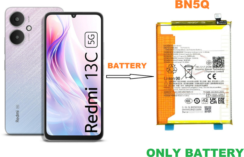 BKN Mobile Battery For  XIAOMI / REDMI QC BN5Q Battery for Xiaomi Redmi 13C 5G (23124RN87G, 23124RN87I, 23124RN87C)