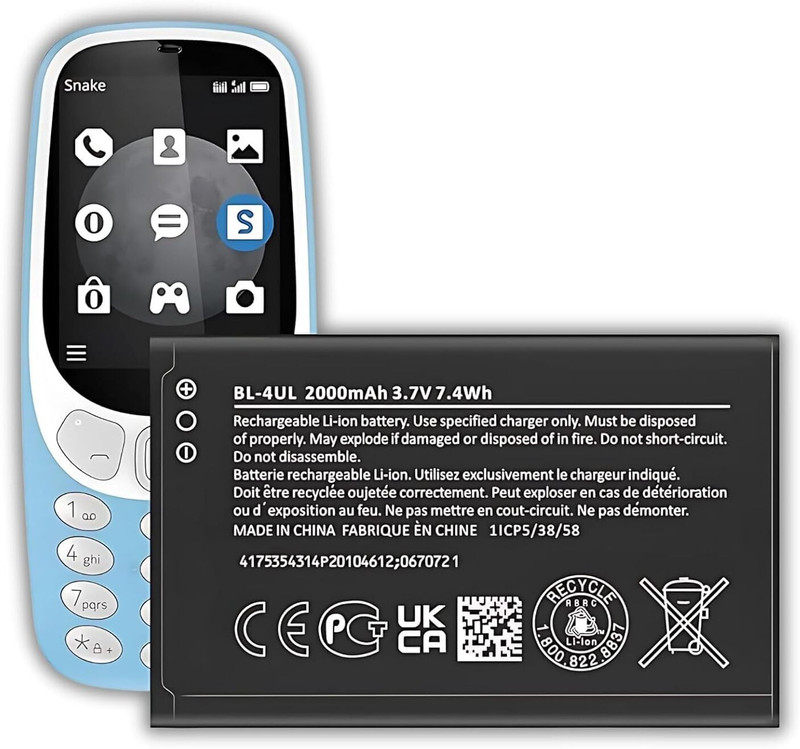 VEHUB Mobile Battery For Compatible Nokia 220 / 225 / 225RM-1012 / 230 / 230 Dual Sim / 3310(2017) & 3310 Dual Sim-1200mAh