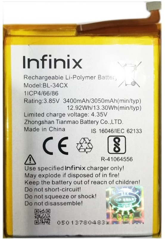 Infinix Mobile Battery For  BL 34CX Infinix Smart 3 Plus
