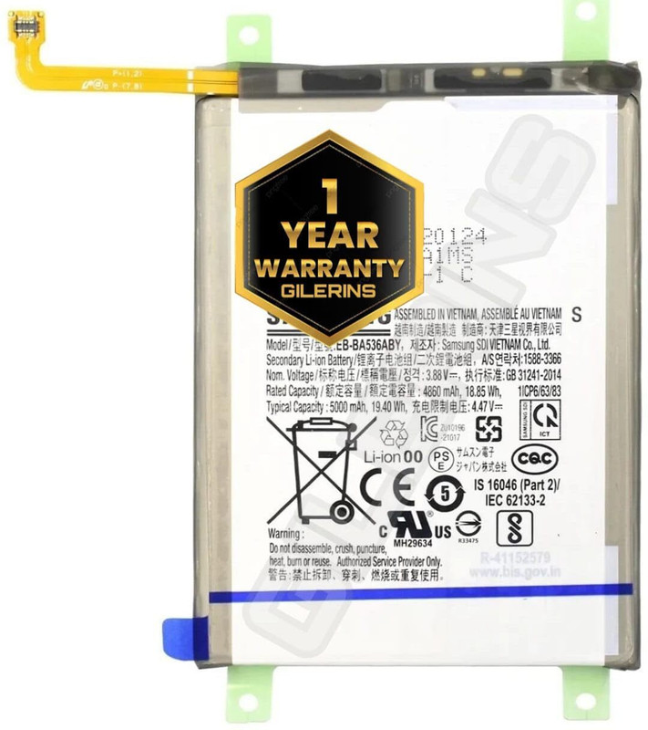 GILERINS Mobile Battery For Samsung Original EB-BA536ABY Battery for Samsung Galaxy A33 5G with 1 Year Warranty