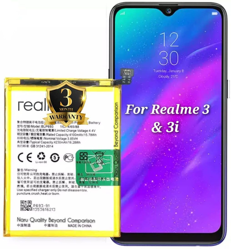 LIFON Mobile Battery For Realme 3 & Realme 3i 4230mAh BLP693 with 3 Months Warranty