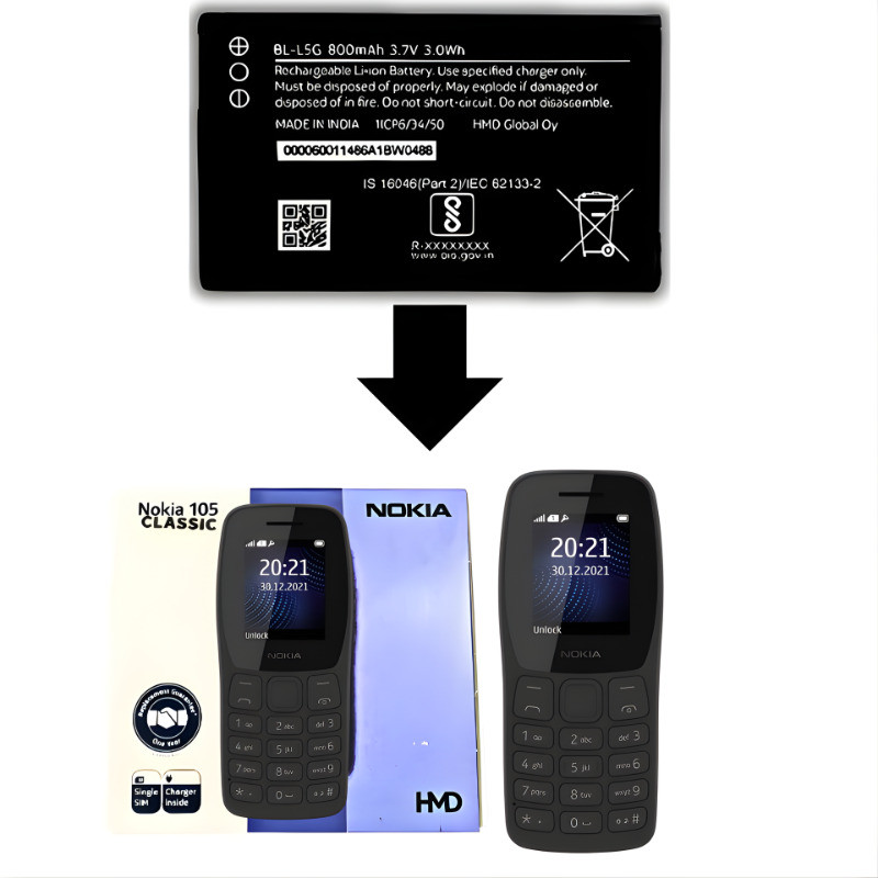 plugkit Mobile Battery For  NOKIA 105 CLASSIC::SS::DS