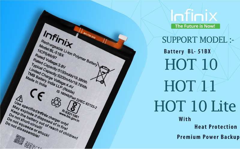 Infinix Mobile Battery For BL 51BX Infinix Hot 10 Lite / Hot 11 /Hot 10 / - 5200 MAh
