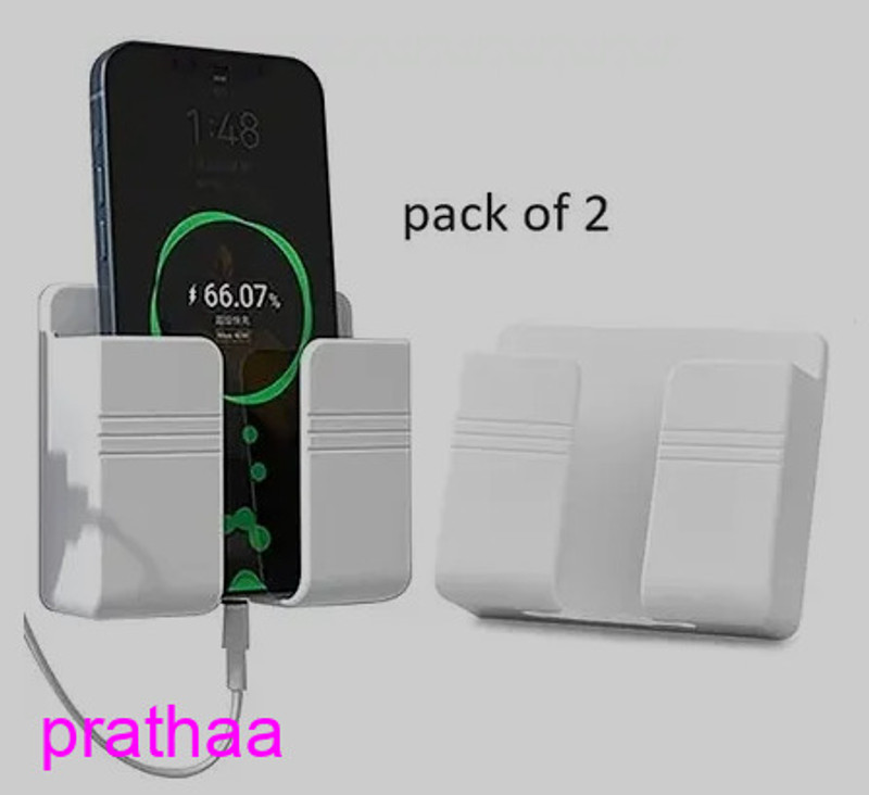 Prathaa Plastic Mobile Holder Pack of 2 Wall Charging Stand for Phones Mobile Holder