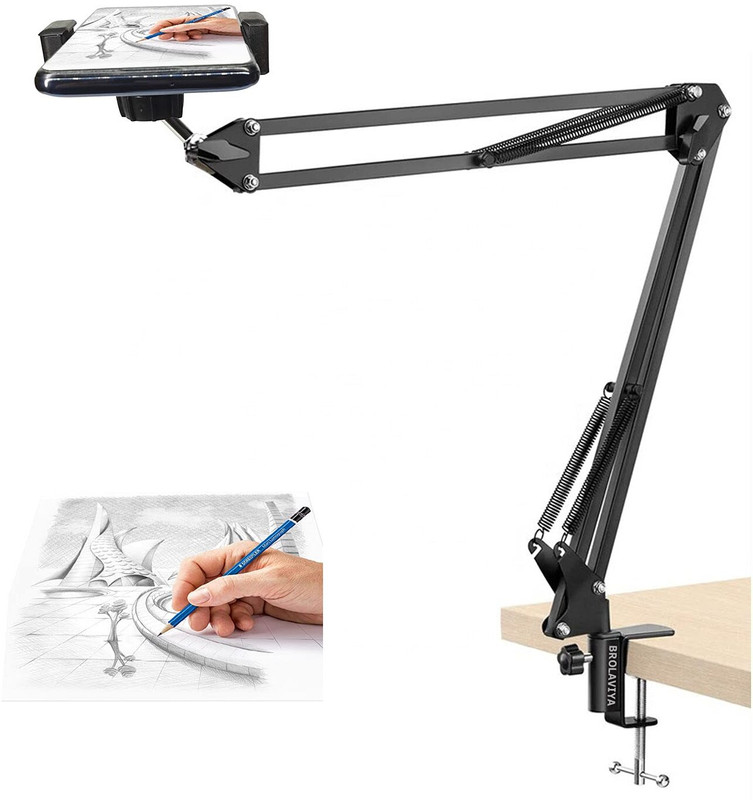 SUPERNIC Overhead Video Tabletop Stand Phone Holder Tripod(Black, Supports Up to 900 g)