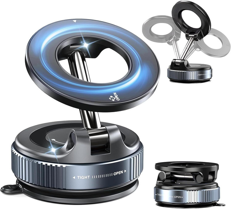 Walmaina 360°Vaccum Magnetic Phone Holder,Magnetic Car Phone Mount,Hand-Free Suction Cup Mobile Holder