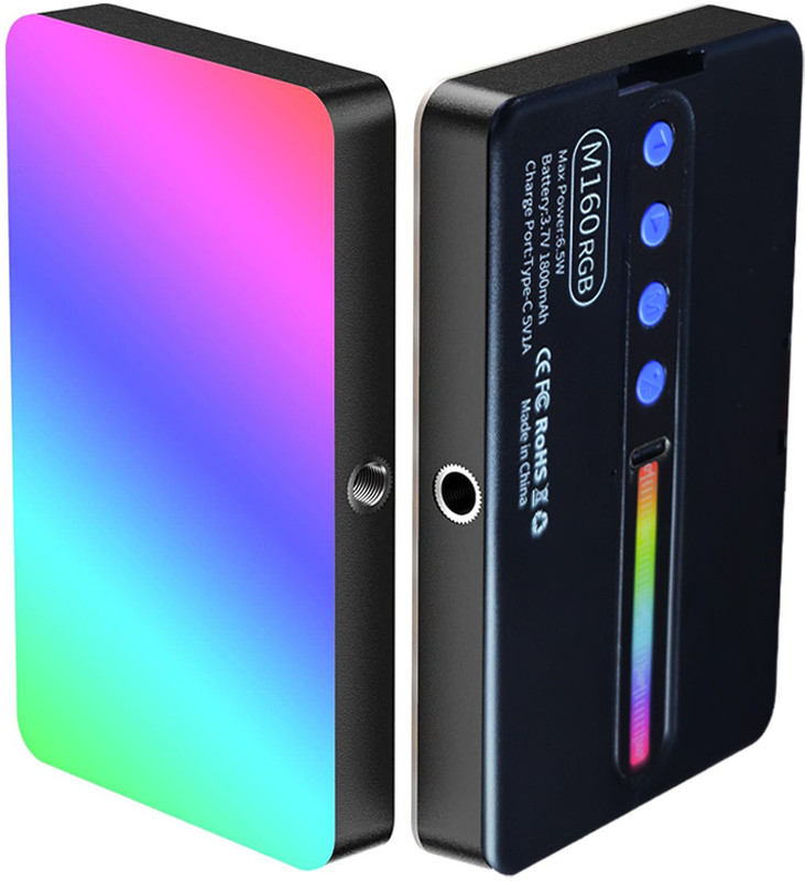 BROLAVIYA Led Video Camera Full Color RGB Lights,1800mAh Rechargeable Mobile Holder