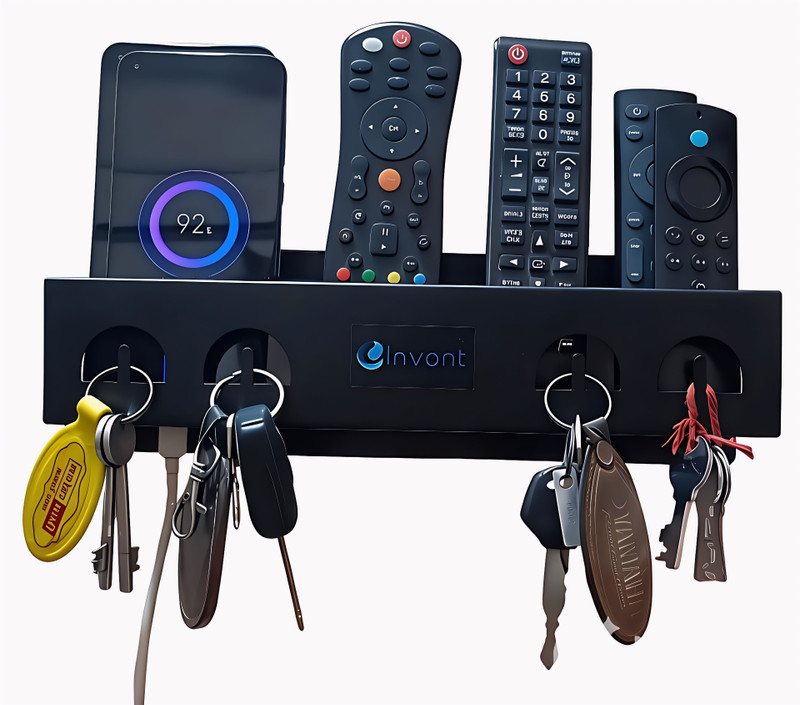 Invont Wall Mount Remote and Key Holder With Mobile Holder