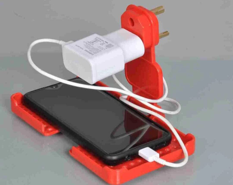 kokailkitchan Premium Wall Mount Holder Charging Stand with 3 Pin Plug Mobile Holder