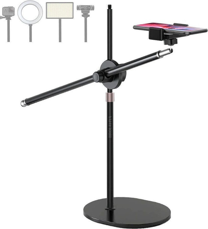 BROLAVIYA Overhead Floor Stand, Premium Metal Body, 1/4 Inch Head, 360° Rotation Mobile Holder