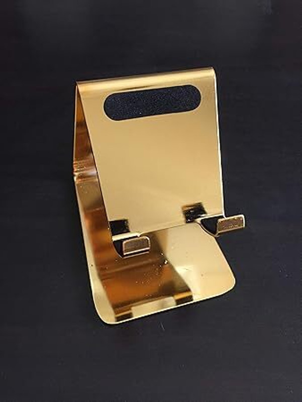 Patel Handicrafts Stainless Steel Universal Golden Mobile and Tablet Stand | Metal Mobile Holder