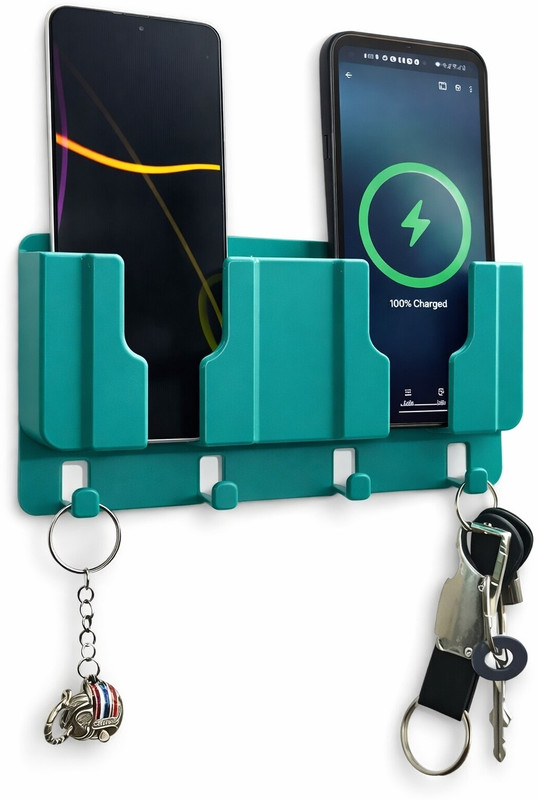 FONKR Wall Mount Mobile space for 2 Mobile And key Hanger Mobile Holder