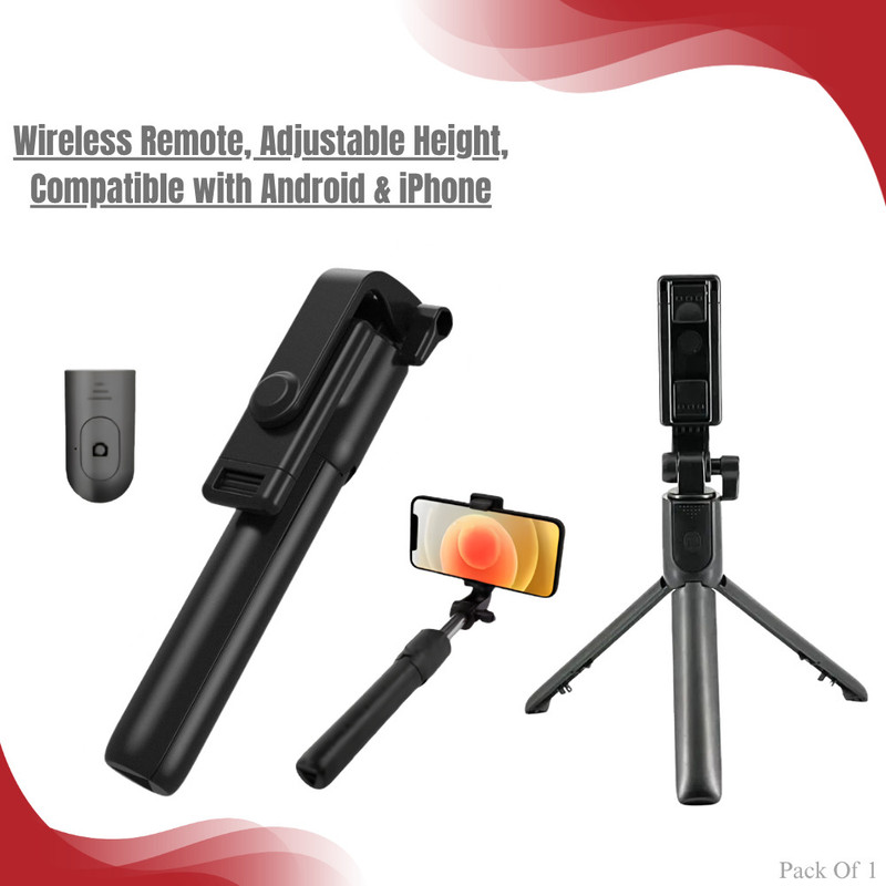 Autozap Bluetooth Selfie Stick with Remote, Adjustable Compatible with Android & iPhone Mobile Holder