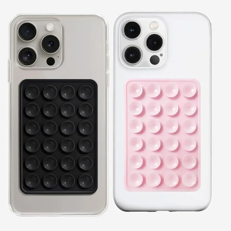 NEWTECH Suction Phone Case, Phone Suction Sticker [CHIPKU] [PACK OF 2] (Black, Pink) Mobile Holder