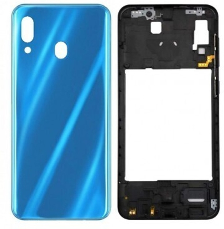 SPAREASP Samsung A20 Back Panel Housing Body (Middle Ring + Panel) Front Panel(White)