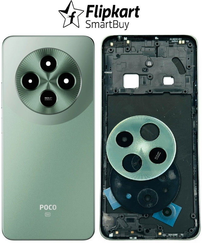 Flipkart SmartBuy POCO M7 5G (Hosuing Body) Middle Side Ring + Power and Volume Button Full Panel(Mint Green)