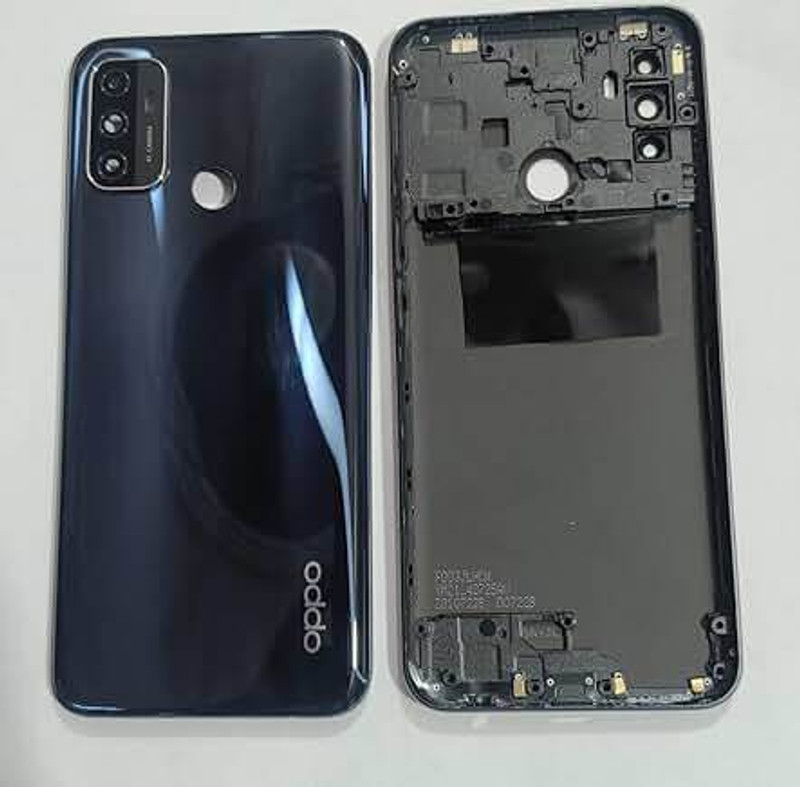 SPAREASP Oppo A53 Back Door Housing Body with Middle Ring (Middle Ring + Back Panel) Black Back Panel(Black)