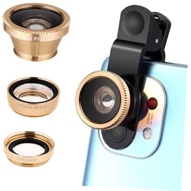 OSTALY V2L Macro 3 in 1 Universal Clip Lens Ultra HD Wide Angle, Fish Eye, Macro Mobile Phone Lens