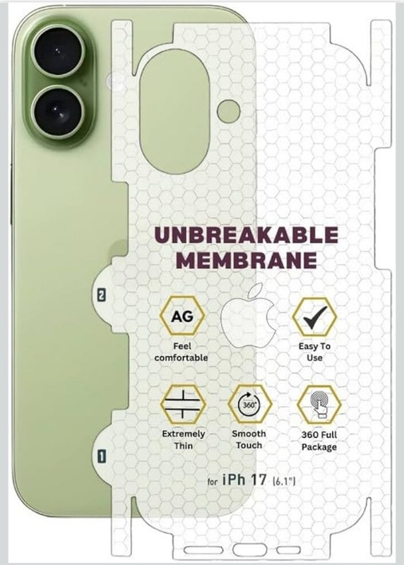 GET PAY Iphone 17 unbreakable premium membrane for back Mobile Skin(Transparent)