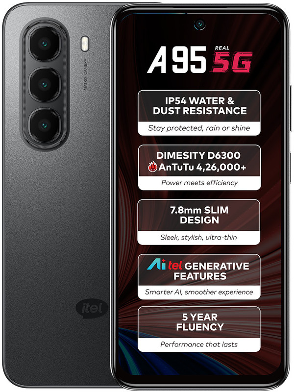 itel A95 5G (Shadow Black, 128 GB)(6 GB RAM)