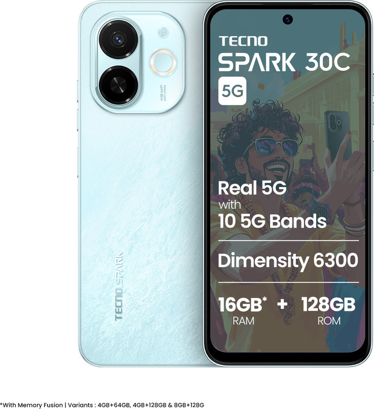 Tecno Spark 30C 5G (Azure Sky, 64 GB)(4 GB RAM)