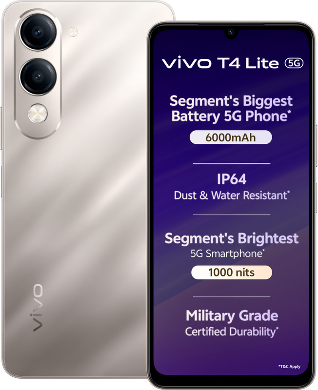 vivo T4 Lite 5G Charger in the Box (Titanium Gold, 64 GB)(4 GB RAM)