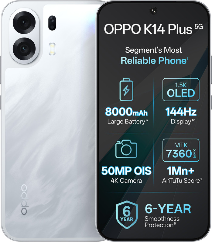 OPPO K14 Plus 5G (Star White, 128 GB)(6 GB RAM)