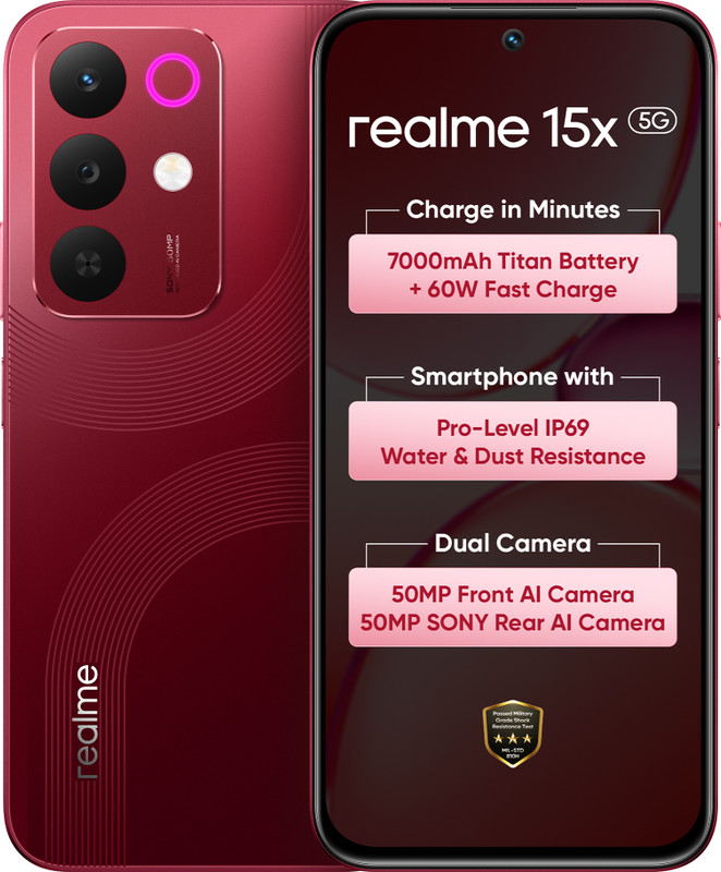 realme 15x 5G (Maroon Red, 128 GB)(6 GB RAM)