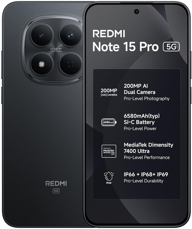 REDMI Note 15 Pro 5G (Carbon Black, 128 GB)(8 GB RAM)