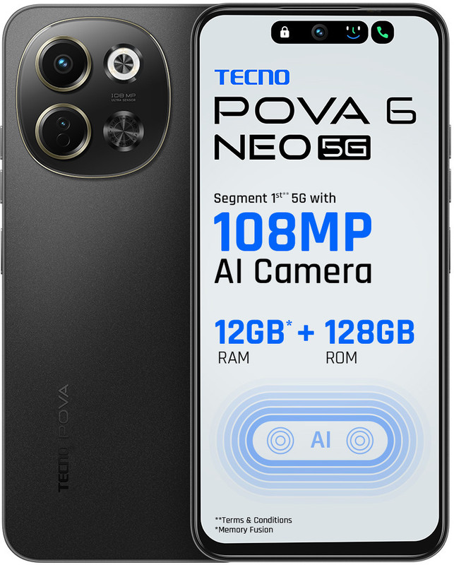 Tecno Pova 6 Neo 5G (Midnight Shadow, 128 GB)(6 GB RAM)