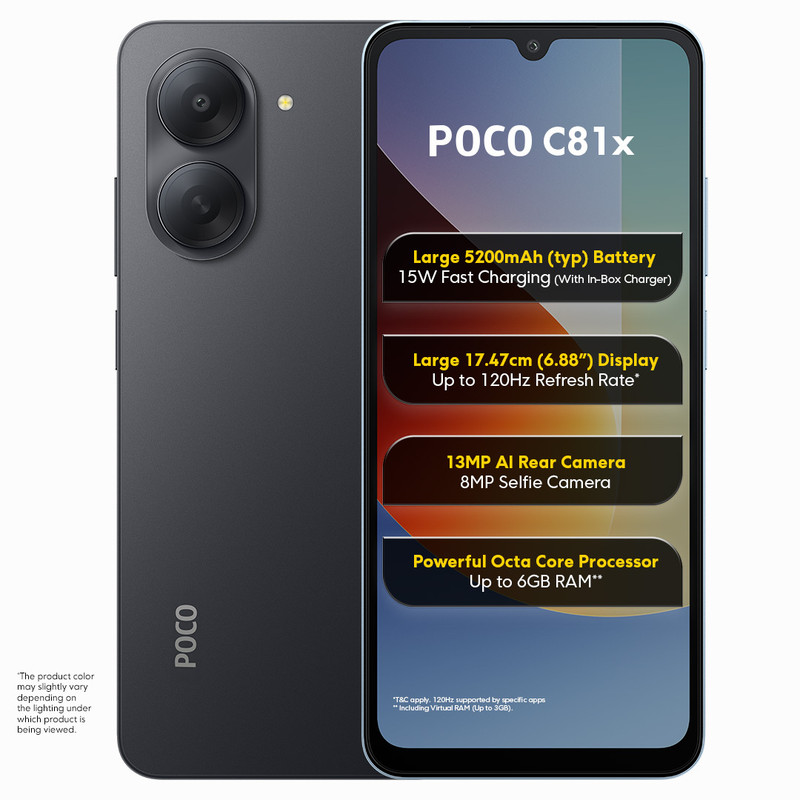 POCO C81x (Crystal Black, 64 GB)(3 GB RAM)