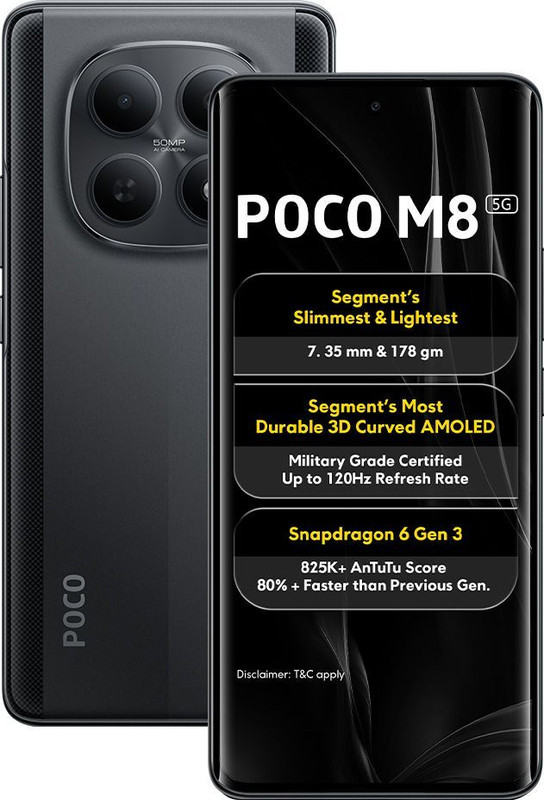 POCO M8 (Carbon Black, 256 GB)(8 GB RAM)
