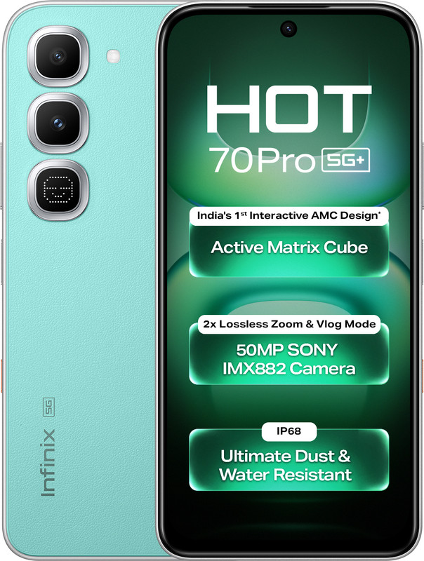 Infinix HOT 70 Pro 5G (6GB + 128GB, Thermo Orange) Mirage Green