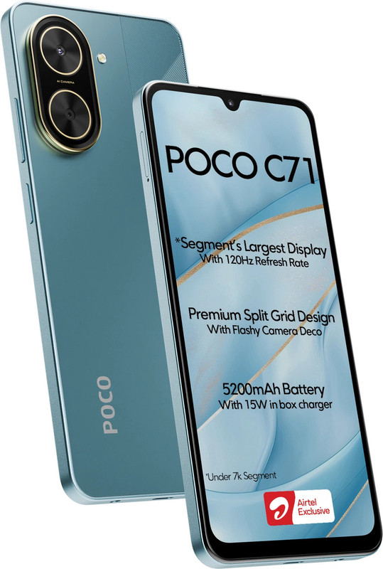 POCO C71 - Locked with Airtel Prepaid (Cool Blue, 64 GB)(4 GB RAM)