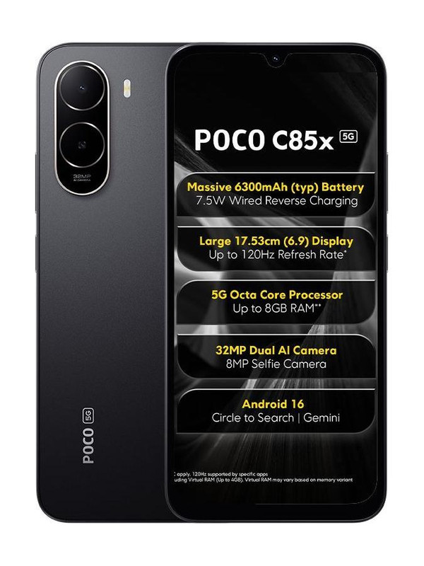 POCO C85x 5G (Elite Black, 64 GB)(4 GB RAM)