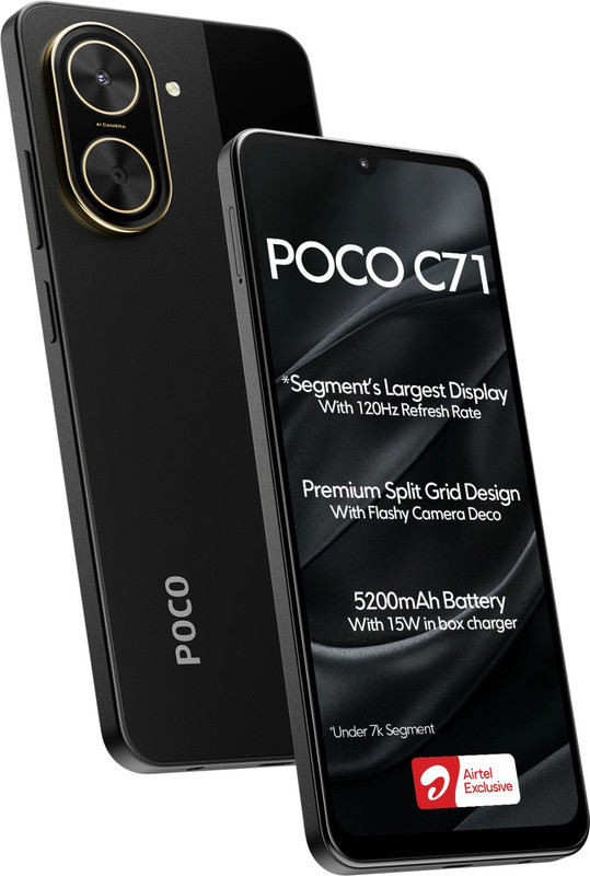 POCO C71 - Locked with Airtel Prepaid (Power Black, 64 GB)(4 GB RAM)