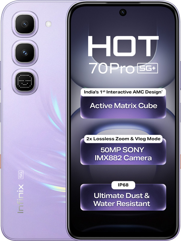 Infinix HOT 70 Pro 5G (6GB + 128GB, Thermo Orange) Silk Glow Purple