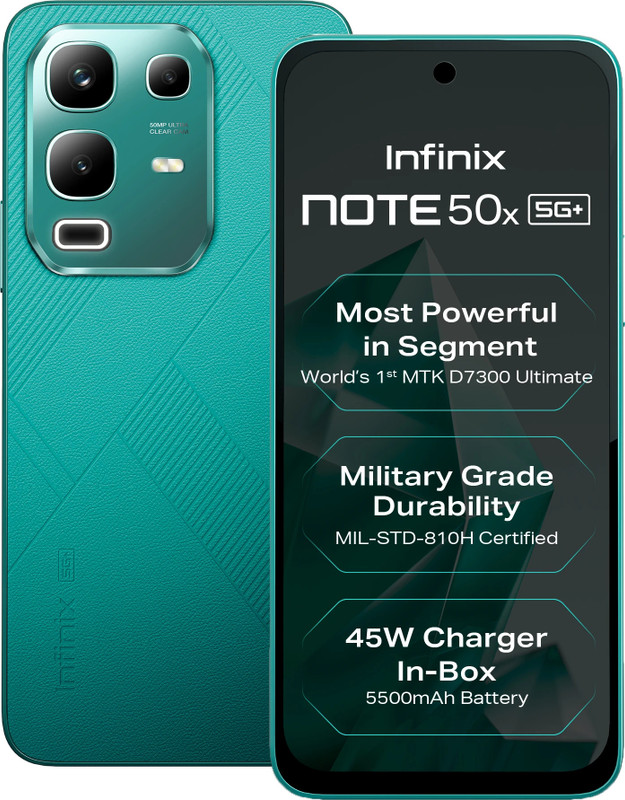 Infinix Note 50x 5G+ 45W Charger In the Box & AI (Sea Breeze Green, 128 GB)(6 GB RAM)