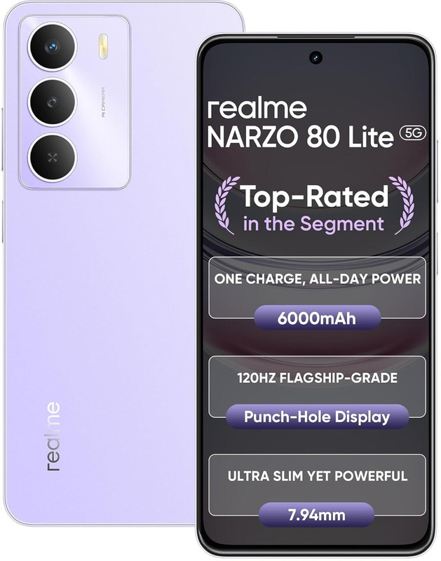 realme Narzo 80 Lite 5G (Crystal Purple, 128 GB)(6 GB RAM)