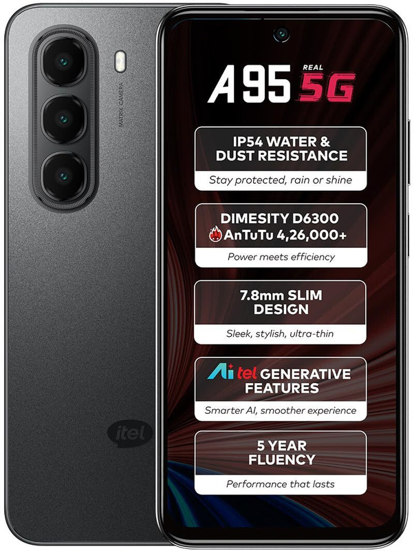 itel A95 5G+ (Shadow Black, 128 GB)(6 GB RAM)