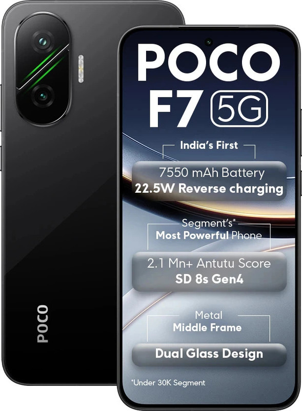 POCO F7 5G (Phantom Black, 256 GB)(12 GB RAM) - Best price at DetectaDeal