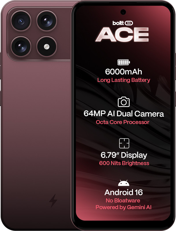 boltt ACE 5G (Burgundy Bliss, 64 GB)(4 GB RAM)